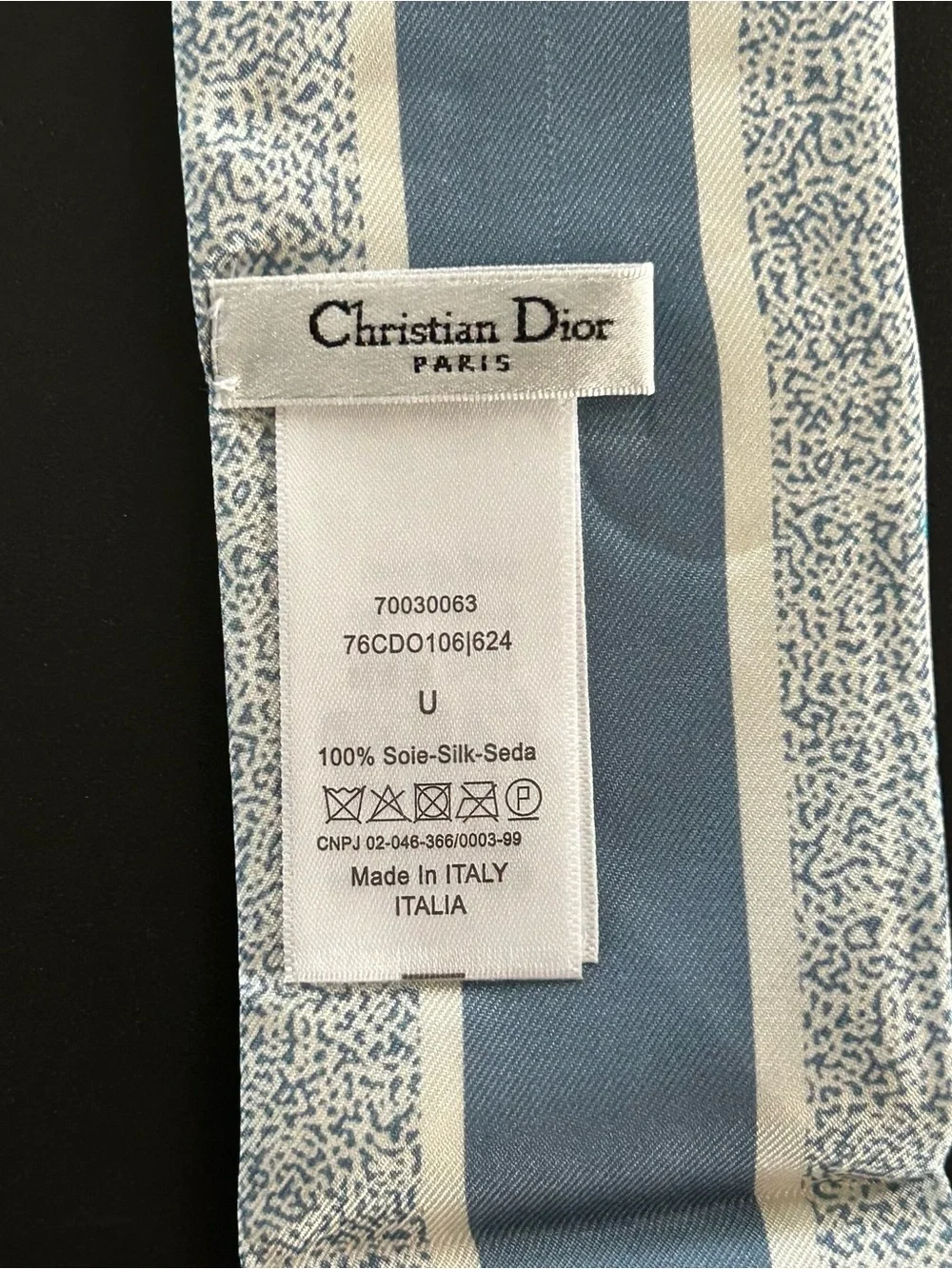 Christian Dior Blue Floral Silk Scarf